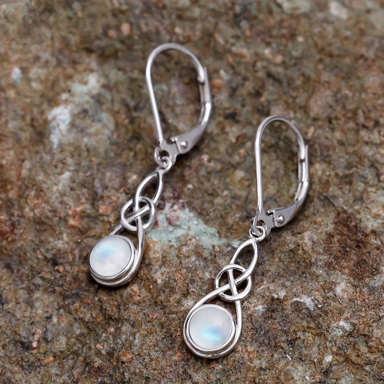Sterling 925 Silver Natural Synthetic Gems Dangle Earrings