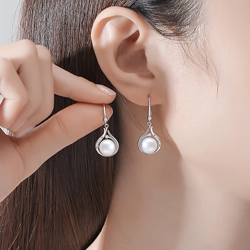 Vintage Style Dangle Earrings with Imitation Pearl